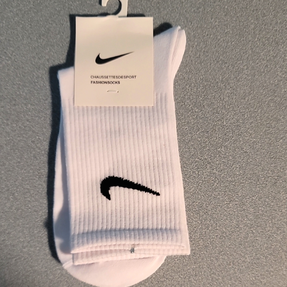 NWT Nike White Athletic Socks with Black Logo